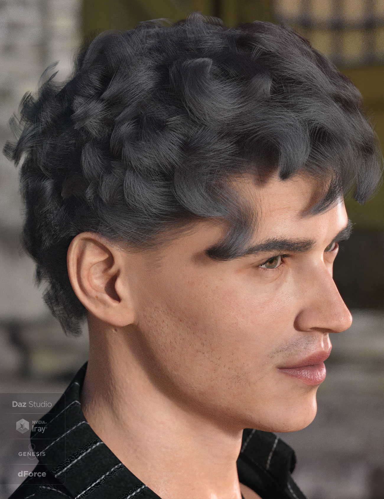 dforce emile hair for genesis 3 and 8 males 00 main daz3d FZNcDqR0